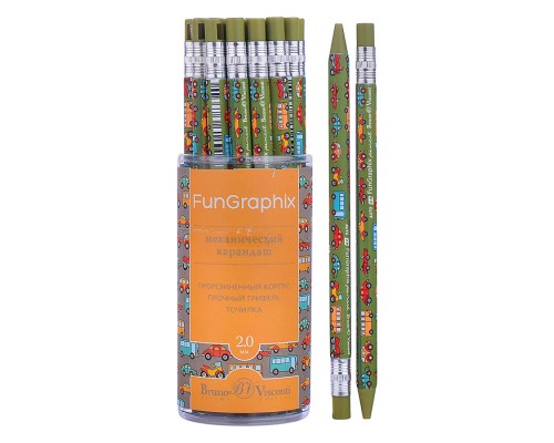 Карандаш механический цанговый с точилкой "FunGraphix. Машинки" 2 ММ