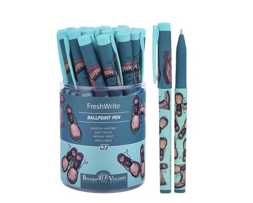 Ручка "FreshWrite. Boots. Зеленые ботинки", шариковая 0.7 мм, синяя
