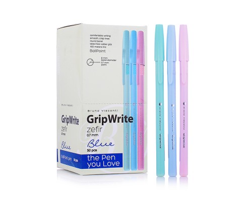 Ручка "GripWrite Zefir" шариковая 0.7 мм, синяя (3 цвета)