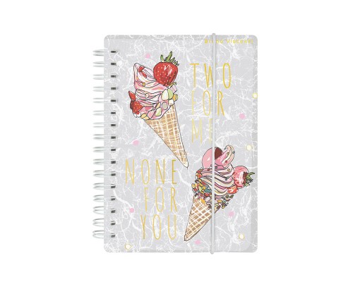 Записная книжка "Cute Journal Mini" А6, 80 л. на гребне с резинкой "Мороженое", клетка пласт обложка