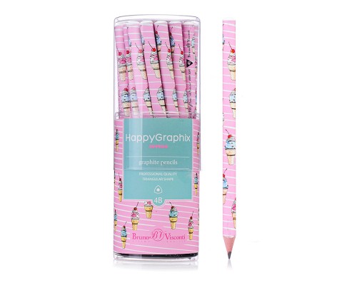 Карандаш чернографитовый "HappyGraphix  Мороженое. Сахарный рожок" 4В супер мягкий, 3,5 мм