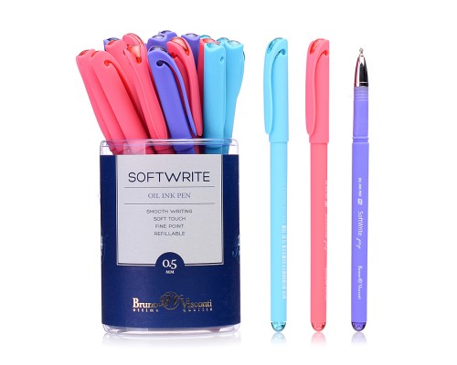 Ручка "SoftWrite. Joy" с чернилами на масляной основе 0.5мм, синяя (3 цвета корпуса)