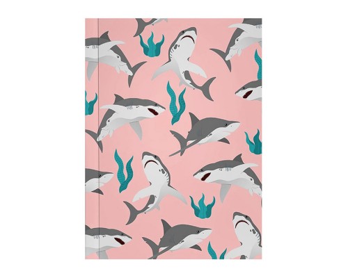 Записная книжка 64л. А6 "Акулы на розовом"