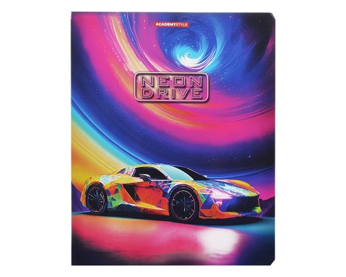 Тетрадь 48л. клетка "Neon Drive"полный УФ лак,обложка - картон мелованный, блок 60-г