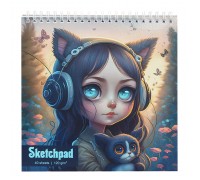 Скетчпад. Альбом для рисования 40л. "Девочка с котенком Sev"