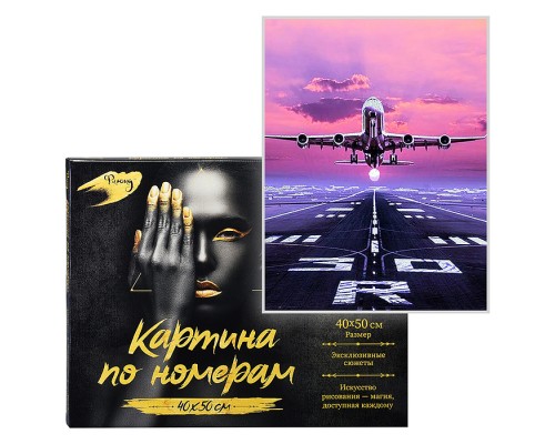 Картина по номерам 40х50 "Взлёт" с поталью платина (14 цветов)