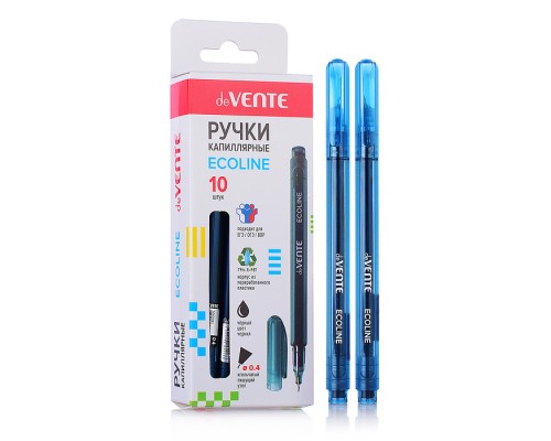 Ручка капиллярная "Ecoline" d=0,4 мм, круглый корпус, в картонной коробке, черная