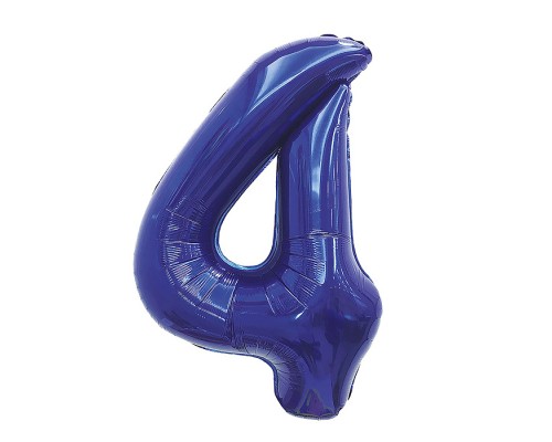 Шар (32''/81 см) Цифра, 4, Темно-синий, 1 шт. в уп.