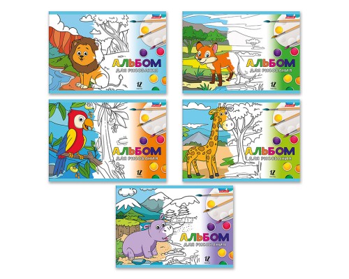 Альбом для рисования 12л. A4 "Зоопарк" на скобе