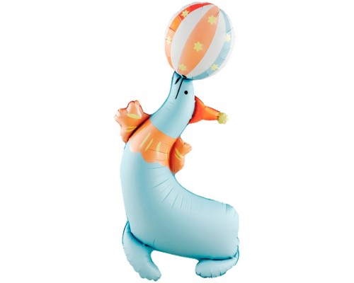 Шар 3D (43''/109 см) Фигура, Цирк, Веселый тюлень, 1 шт. в уп.