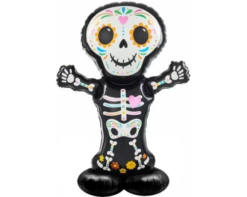 Шар 3D (36''/91 см) Фигура на подставке, Скелет Калавера, 1 шт. в уп.