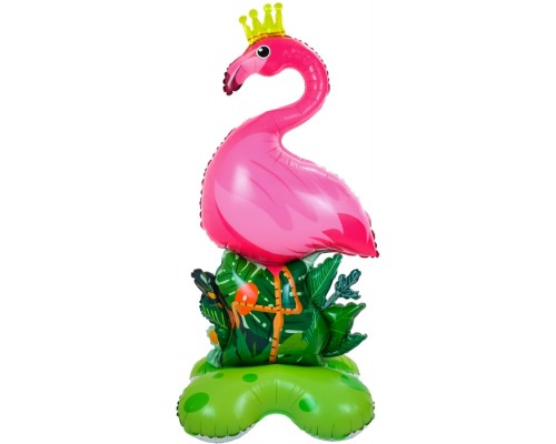 Шар 3D (47''/119 см) Фигура на подставке, Фламинго, Розовый, 1 шт. в уп.
