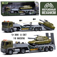 Машина "Автовоз военный" 1:16 (свет. звук) в коробк