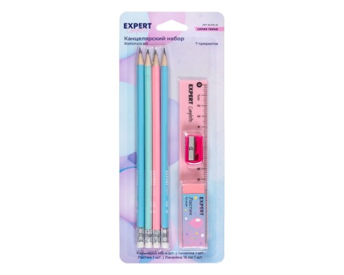 Набор канцелярский 7 предметов в блистере Trend Pastel