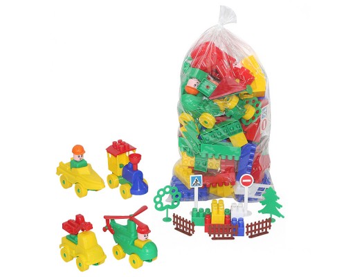 Конструктор "Строитель" (348 элементов) (в пакете)