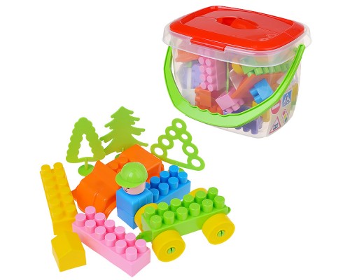 Конструктор Строитель (52 элем. в ведёрке)