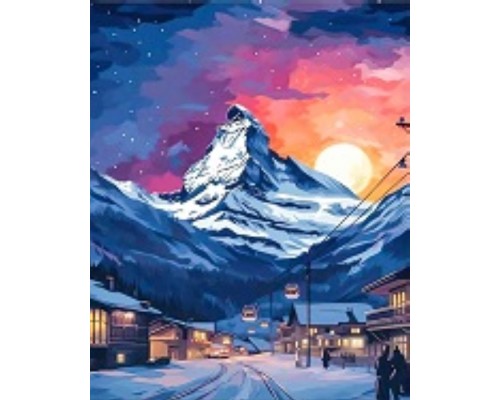 Картина по номерам 40х50 "Швейцарский курорт" USB LED подсветка (24 цвета)