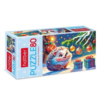 Пазлы 80 "Новогодний ежик"