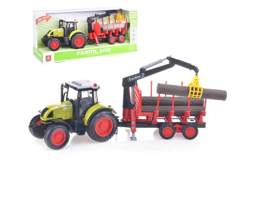 Трактор с прицепом, 1:16 (свет, звук) на батарейках, в коробке Трактор с прицепом, 1:16 (свет, звук) на батарейках, в коробке
