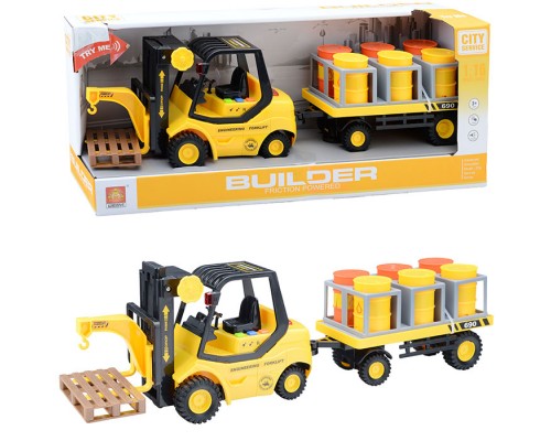 Машина "Погрузчик" с прицепом, на батарейках, в коробке Машина "Погрузчик" с прицепом, на батарейках, в коробке