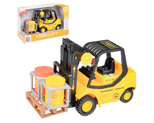 Машина "Погрузчик" с бочками и поддоном 1:16 (свет, звук) в коробке Машина "Погрузчик" с бочками и поддоном 1:16 (свет, звук) в коробке