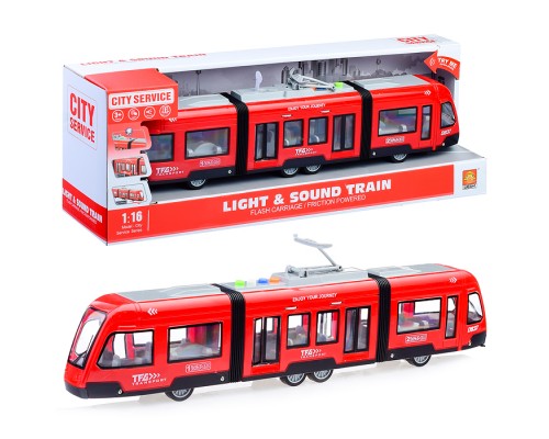 Трамвай 1:16 (свет, звук) на батарейках, в коробке Трамвай 1:16 (свет, звук) на батарейках, в коробке