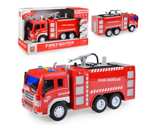 Машина "Пожарная машина" брызгает водой, 1:16 (свет, звук) в коробке Машина "Пожарная машина" брызгает водой, 1:16 (свет, звук) в коробке