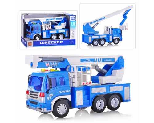 Машина "Кран" с автолюлькой 1:16 (свет, звук) в коробке (цвет синий)