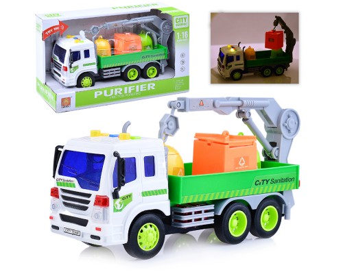 Машина "Спецтехника" 1:16 (свет, звук) на батарейках, в коробке (цвет бело-зеленый) Машина "Спецтехника" 1:16 (свет, звук) на батарейках, в коробке (цвет бело-зеленый)