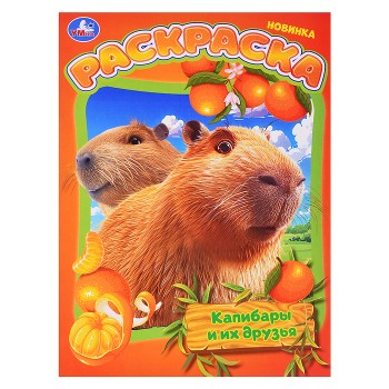 Раскраска. Капибары и их друзья. 214х290 мм. Скрепка. 16 стр.