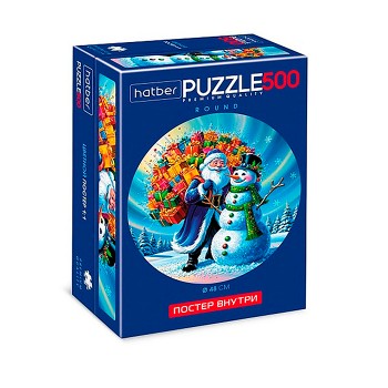 Пазлы 500 "Premium" круглые "Мороз и снеговик"