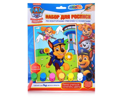 Раскраска по номерам 17х23см "Щенячий Патруль"
