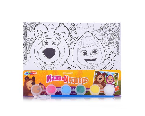 Холст для росписи 15*20 см. "Маша и Медведь"