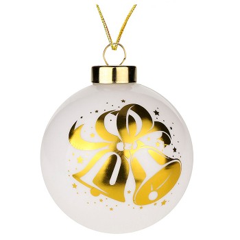 Новогоднее украшение. Елочный стеклянный шар "Золотистые колокольчики" 8см