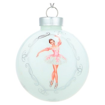 Новогоднее украшение. Елочный стеклянный шар "Балерина в танце"6см