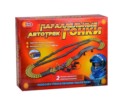 Автотрек "Параллельные гонки" (460 см.) от сети 220 в, в коробке