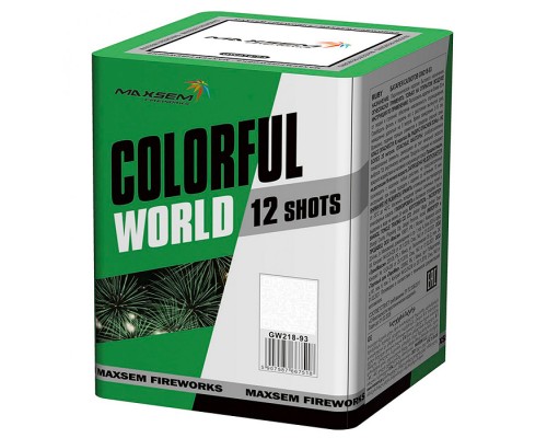 Батарея салютов "Colorful World" (0,8" х 12 залп.) * в кор. 36 шт. (зелёная этикетка). Срок до 01.02.30