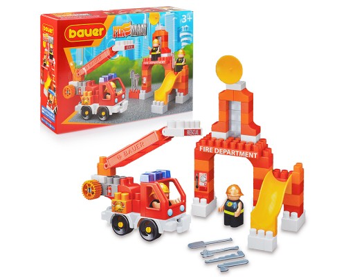 Конструктор 740 "Fireman" Набор пожарная машина и тренировочная площадка