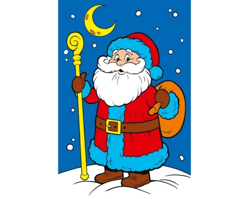 Холст мини 10х15 по номерам "Дед Мороз с мешком подарков" (7цв.)