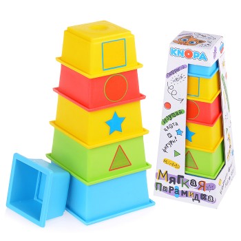 Мягкая пирамидка стаканчики с наклейками "Дидактика" Мягкая пирамидка стаканчики с наклейками "Дидактика"