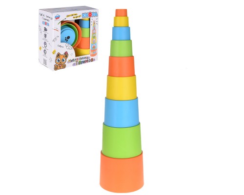 Мягкая пирамидка стаканчики с наклейками "Теремок"