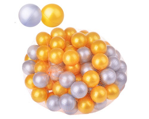 Шарики диам. 6 см (100 шт. в сетке) золотой и серебряный цвет