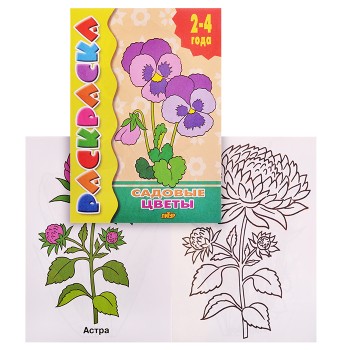 Раскраска 2-4 года. Садовые цветы Раскраска 2-4 года. Садовые цветы