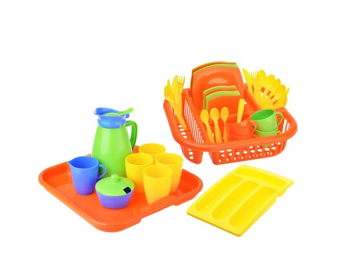 Набор детской посуды "Алиса" с сушилкой, подносом и лотком на 4 персоны