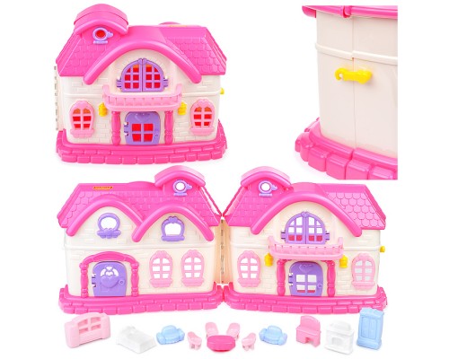 Кукольный домик "Сказка" с набором мебели (12 элементов) (в пакете)
