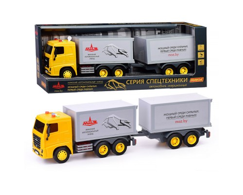 МАЗ, автомобиль-фургон с прицепом инерционный (со светом и звуком) (в коробке)