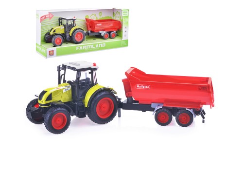 Трактор с прицепом 1:16 (свет, звук) на батарейках, в коробке Трактор с прицепом 1:16 (свет, звук) на батарейках, в коробке