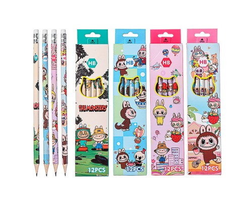 Карандаш чернографитный деревянный "Зубастик" НВ, с ластиком