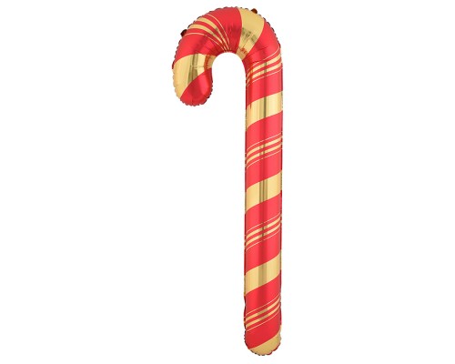 Шар (29''/74 см) Фигура, Леденец трость (надув воздухом), Красный/Золото, 1 шт. в уп.