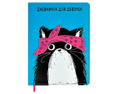 Дневничок для девочек 96л. А6+ "Хип хоп команда" "Кот" 126х174 мм, твёрдый перепл. с порол.